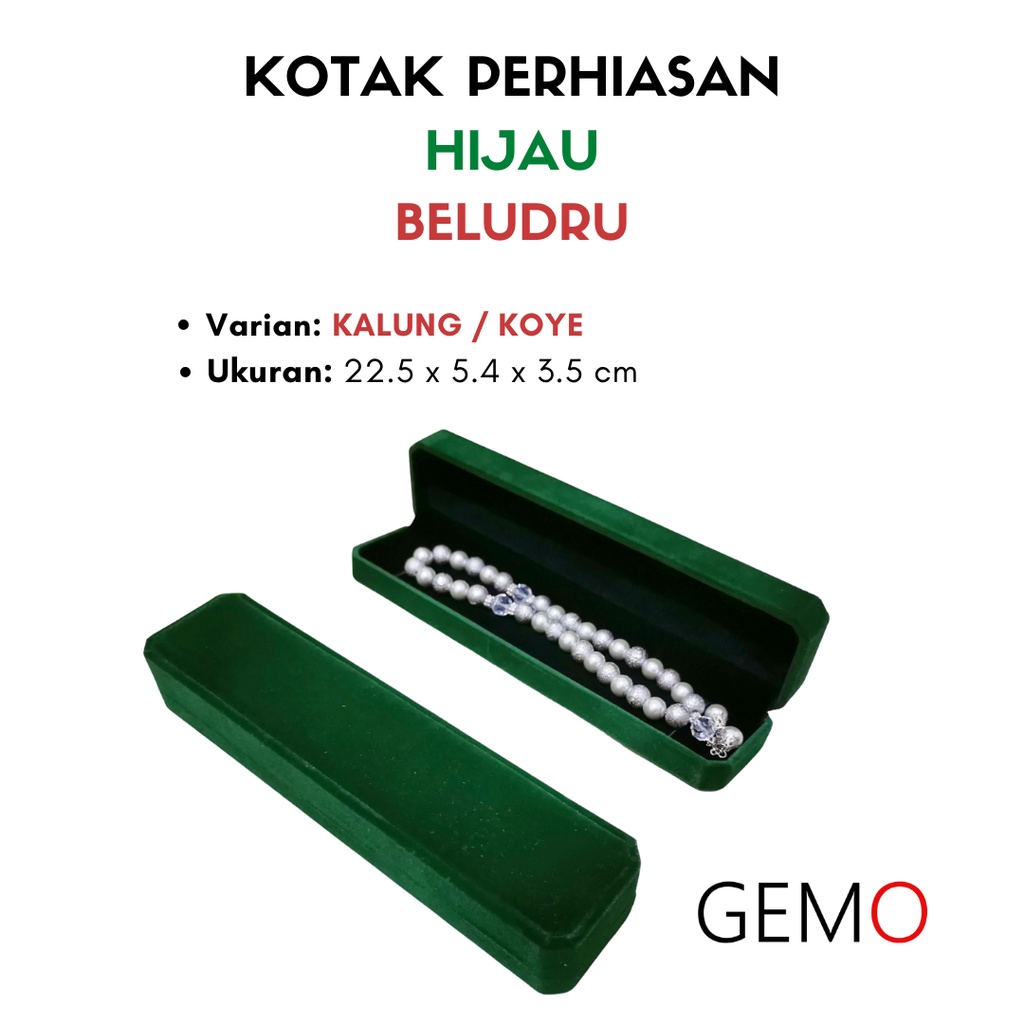 Kotak Perhiasan Warna Hijau Beludru Set / Cincin / Liontin / Gelang / Kalung Koye / Jewelry Box Unik Lucu untuk Tempat Wadah Seserahan / Akad Pernikahan / Hantaran Tunangan Harga Paling Murah cocok untuk Aksesoris Emas Berlian/ Perak Permata