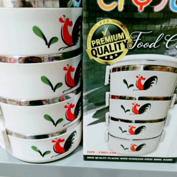 Unik Rantang Ayam 4 Susun Stainless Steel Tempat Bekal Lunch Box Motif Ayam Berkualitas