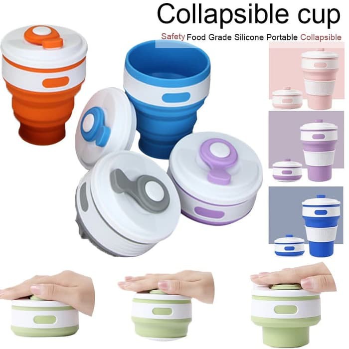 Collapsible Foldable Coffee Cup / Gelas Lipat Tumbler Cup Silicone Multifungsi 550 ML