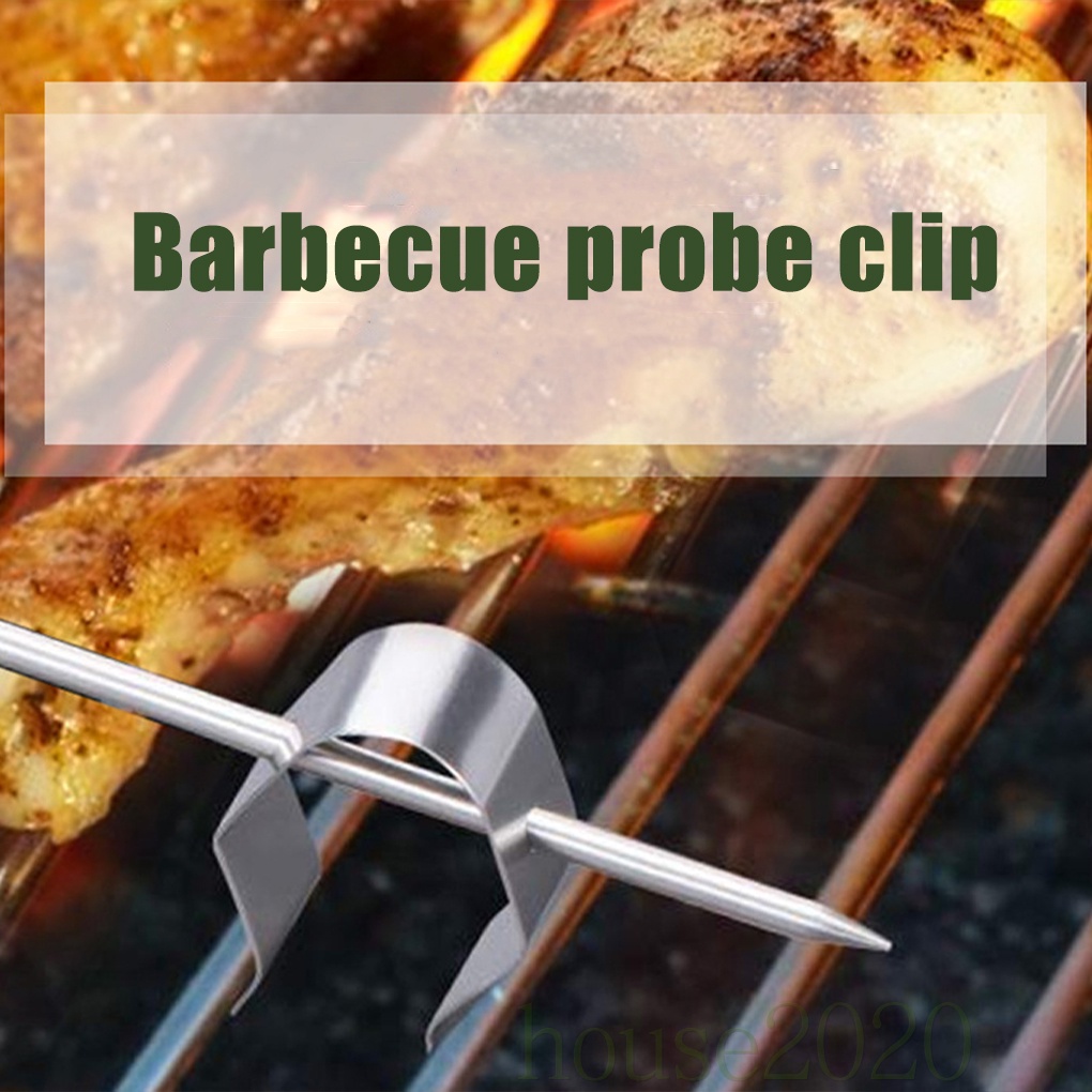 [HOUSE2020]BBQ Probe Clip 5mm Oven Thermometer Probe Holder Stainless Steel Portable Grill Securing Clip