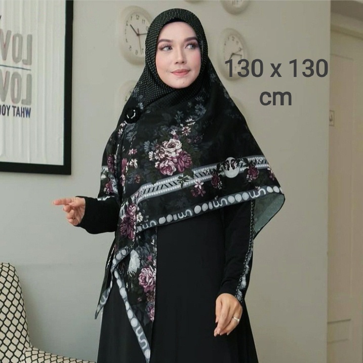 Diskon!! Hijab Voal Syar'i Ukuran 130 x 130 Motif Rachmila Jilbab Syar'i Motif Kerudung Khimar