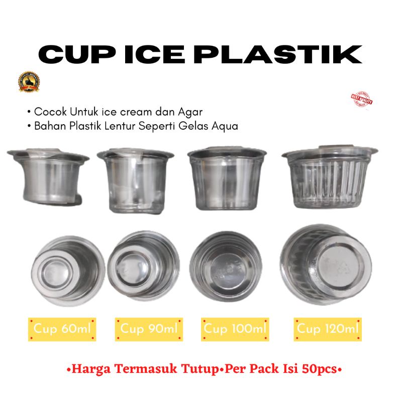 cup plastik 65ml, 90ml, 100ml, (100 pcs) / Cup plastik 120ml (50pcs)