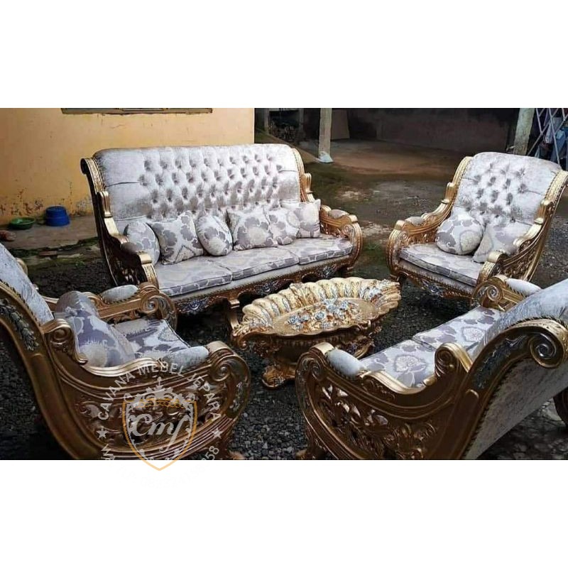 set meja kursi tamu mewah mebel meubel furnitur asli jepara elegan terbaru terkini