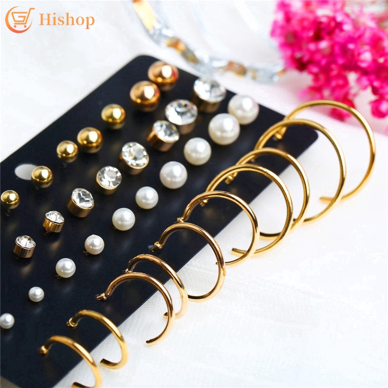 40Pcs / Set Anting Mutiara Fashion Untuk Hadiah Wanita
