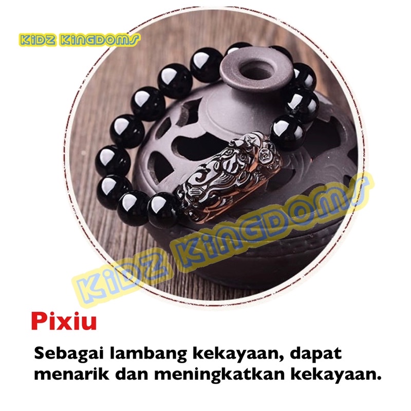 Gelang Pixiu Obsidian Stone Fengshui Keberuntungan Kesehatan - Gelang Pixiu Hoki Obsidian Stone