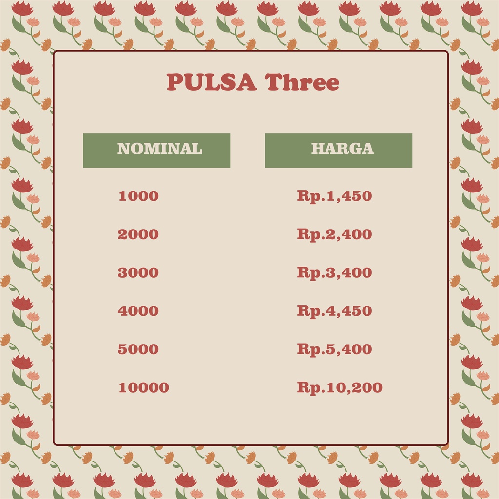 Pulsa three 3 1000 2000 3000 4000 5000 10000