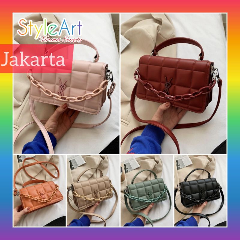 StyleArt SW4670 Tas HandBag Wanita 100% Original Fashion Import Selempang Y8L Flap Bag Rantai Kotak