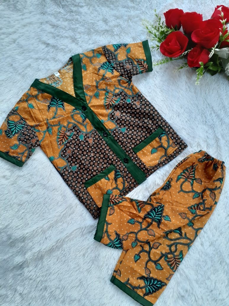 Piyama Batik Anak Baju Tidur Anak Motif Elegan Untuk Usia 1-5 Tahun Cowok Cewek.