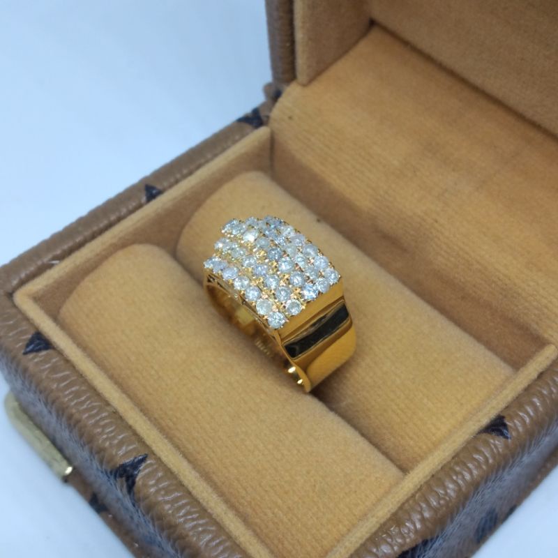 cincin emas berlian eropa asli motif  tangga baris 5 free memo