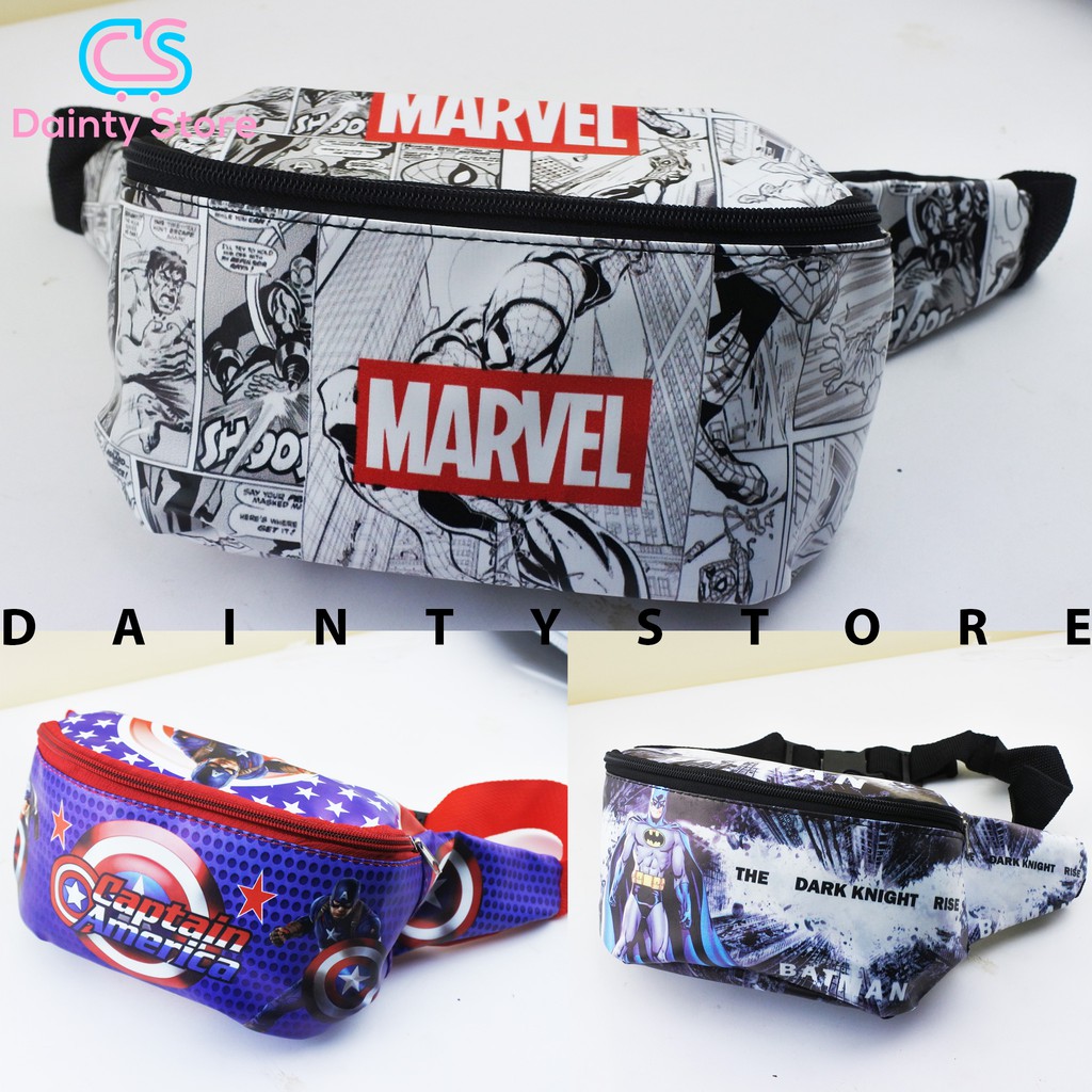 Tas Waist Bag Waisbag Anak Laki Laki Cowok Karakter Lucu Spiderman Batman Marvel Murah