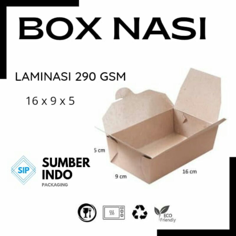 BOX NASI & KUE KRAFT LAMINASI 16x9x5