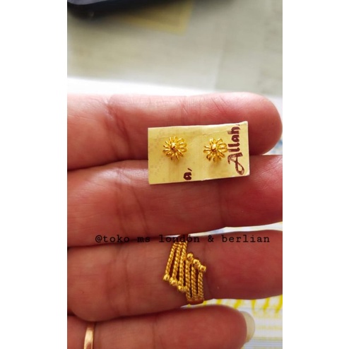 Anting Set Cicin Emas Asli 24K Kadar 999,9%.