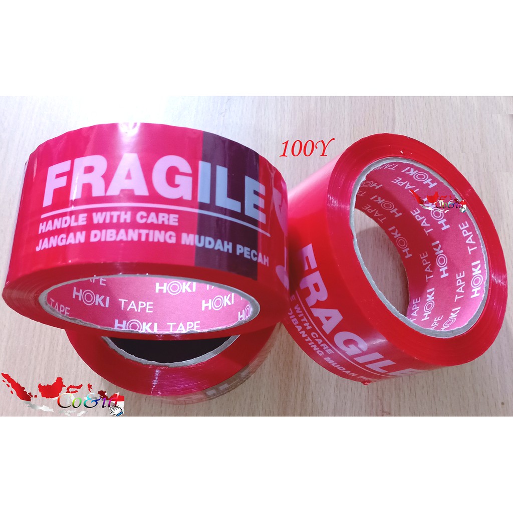 Lakban Fragile Jumbo Jangan Dibanting 2 inch 100 Yard / 50 Yard