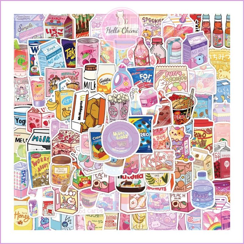 

25PCS STICKER CARTOON SNACK AND DRINK | HIASAN JURNAL KOREA SCRAPBOOK
