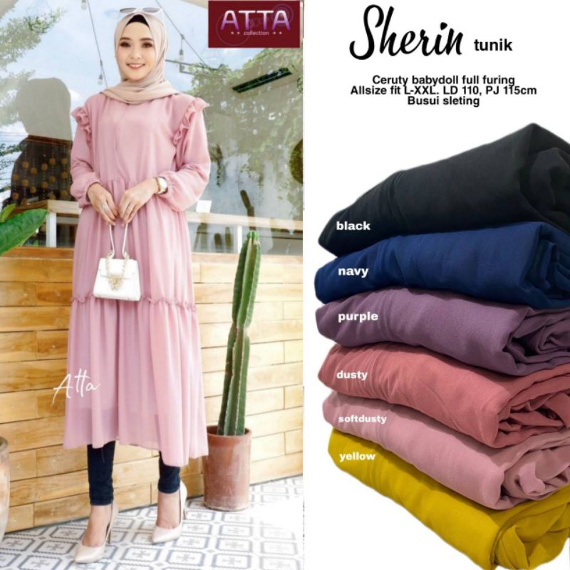 TUNIK SHERIN/ATASAN TUNIK/BAJU TUNIK/ATASAN WANITA/BAJU WANITA TUNIK