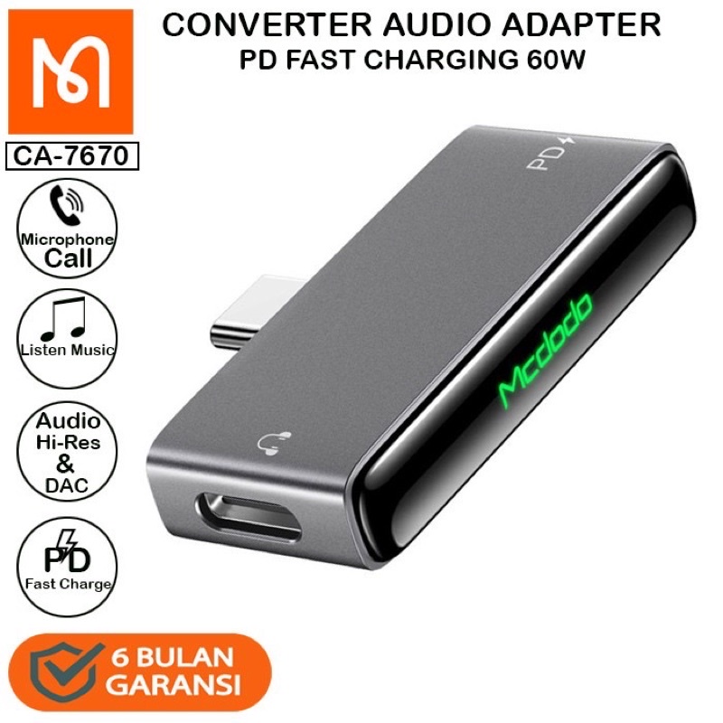 Conventer Audio Adaptor Type C to Dual Type C Fast Charging MCdodo CA-767