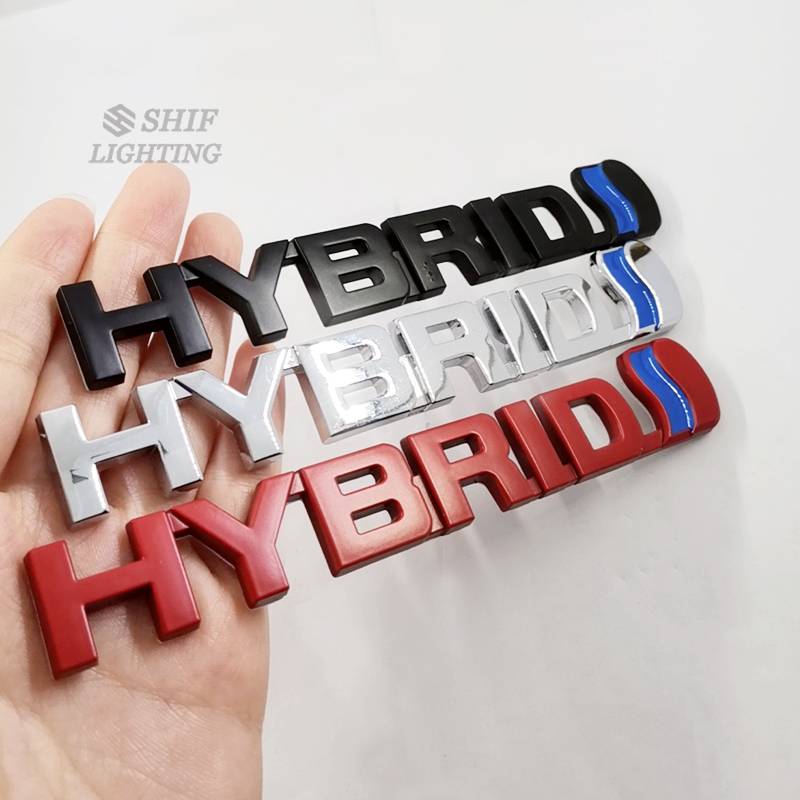 1pc Stiker Emblem / Badge Tulisan HYBRID Bahan Metal Ukuran 4x4 Untuk Dekorasi Mobil