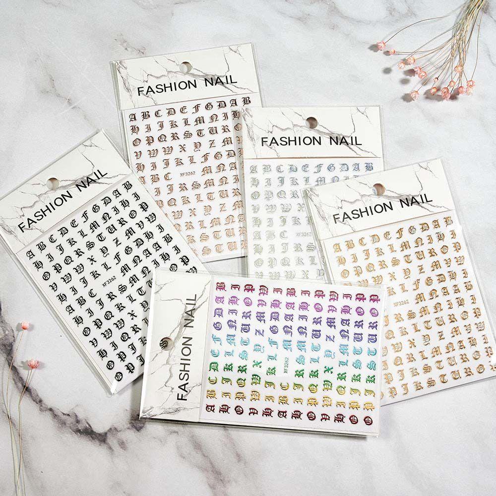 Mxbeauty Huruf Stiker Kuku Jepang Warna-Warni Fashion Self Adhesive Nail Art Dekorasi