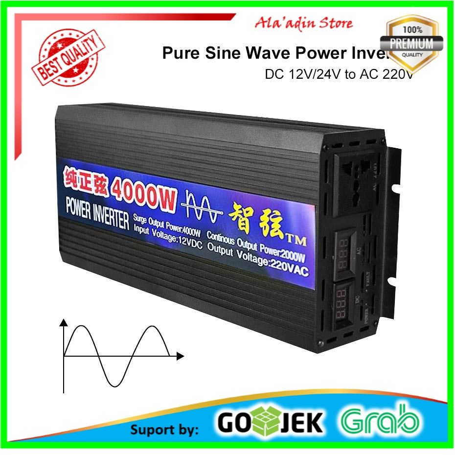 Cuci Gudang SUNYIMA Pure Sine Wave Car Power Inverter DC 12V to AC 220V 4000W