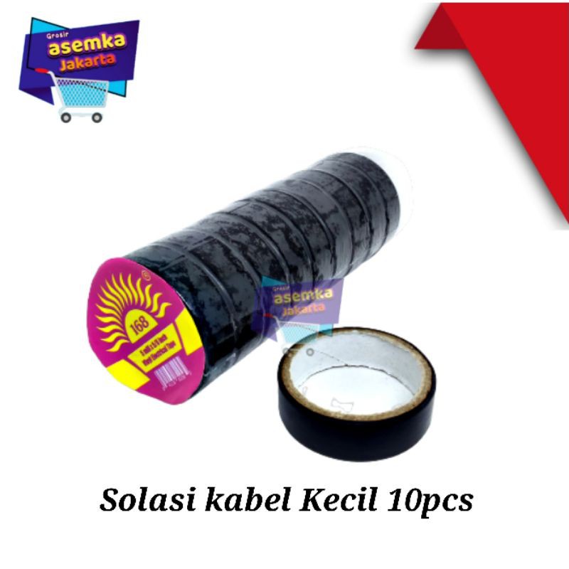 Solatip Kabel isolasi Hitam kecil 10pcs roll Merek Random grosir