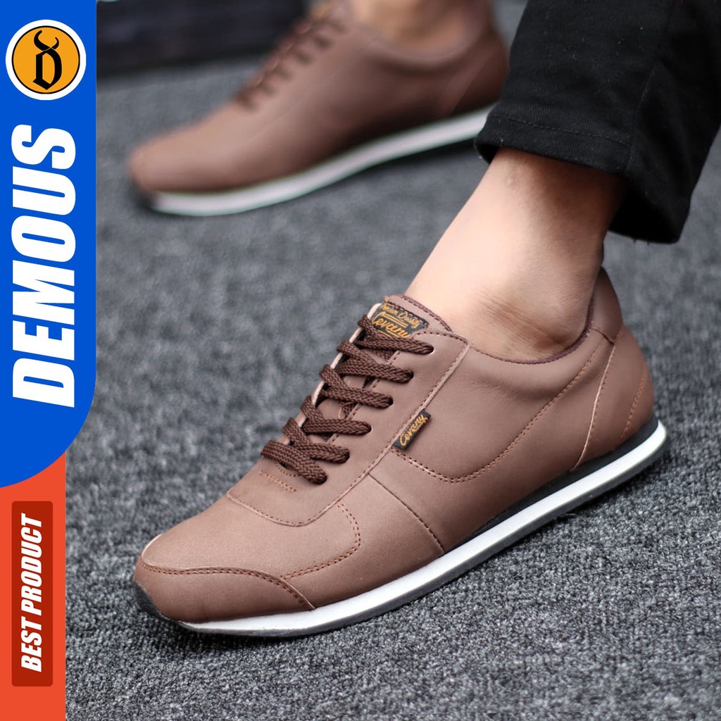 DEMOUS Morley - Sepatu Casual Sneakers Tali Pria Kulit Asli