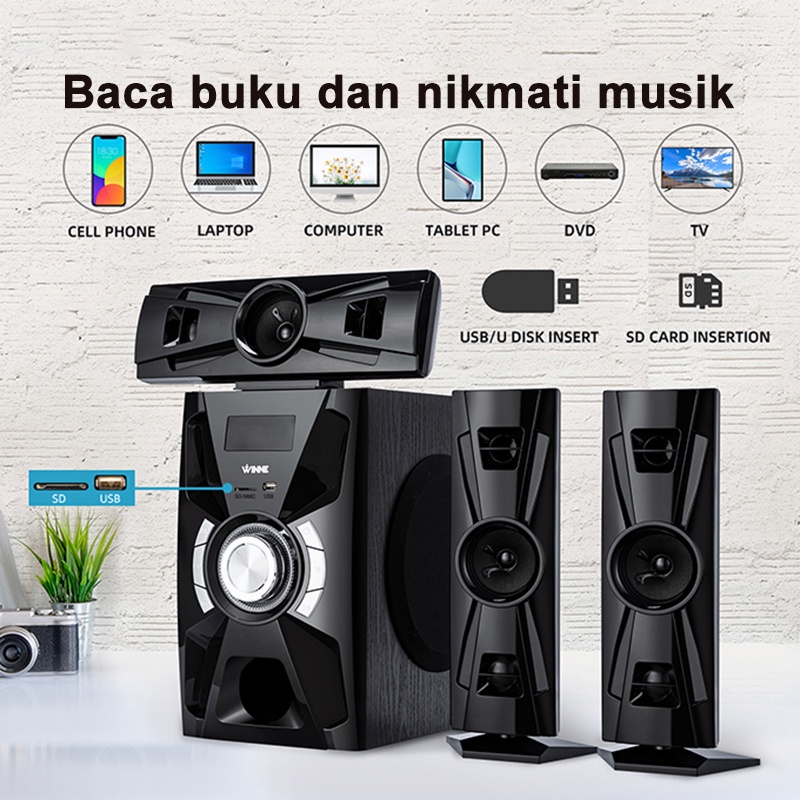 T1 Speaker 813 Bluetooth Salon Aktif Portable Radio Fm/Speaker Wireless Led