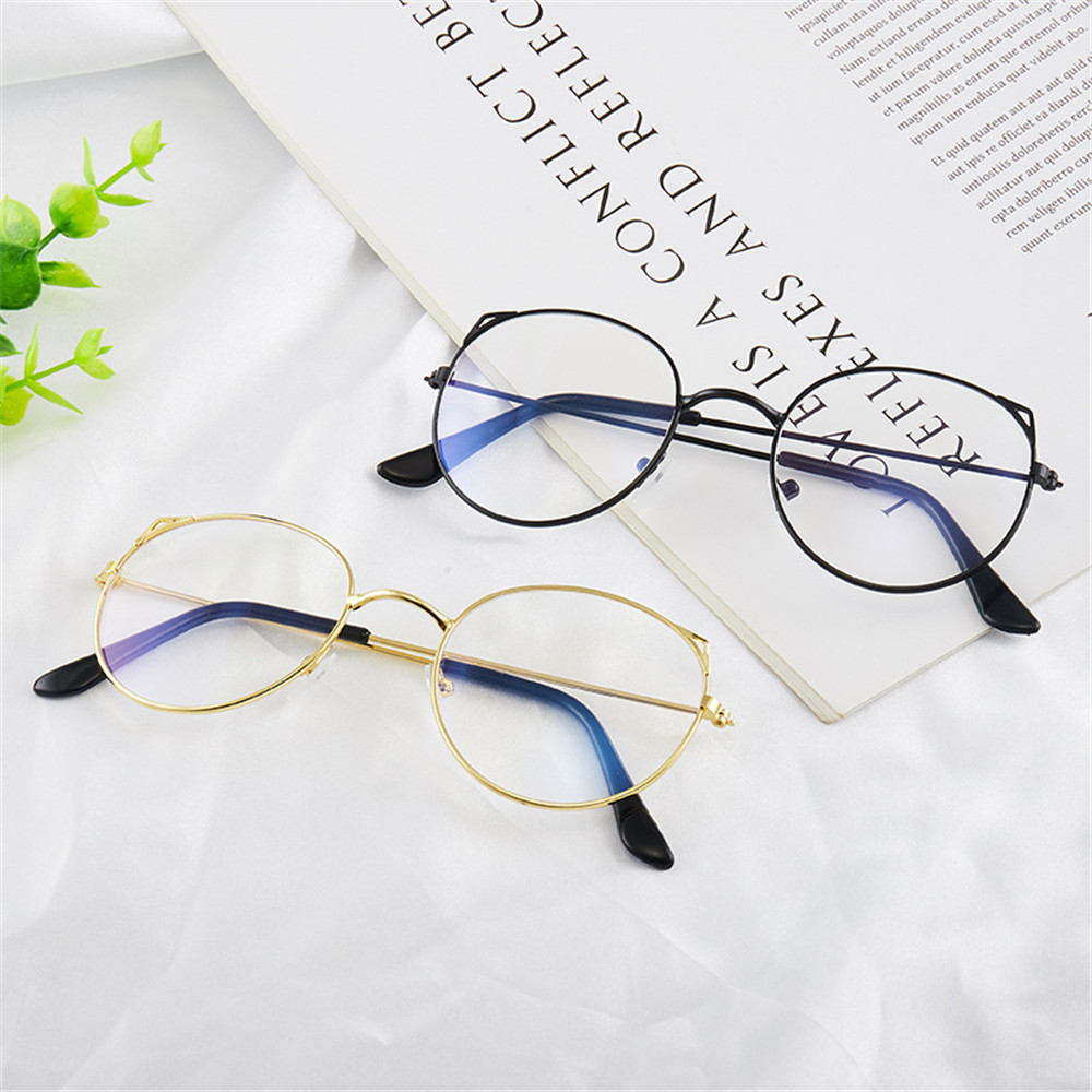 【COD Tangding】Anti-blue Light Flat Mirror Metal Frame Round Frame New Eyeglasses