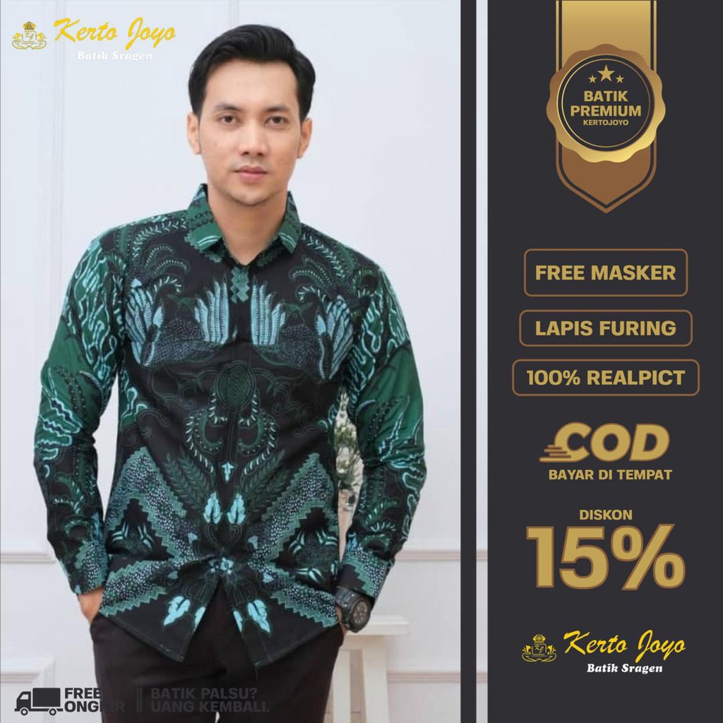 Batik pria modern slimfit Baju Batik Pria Lengan Panjang slim fit baju batik Slimfit pria premium baju seragam batik KJ 16