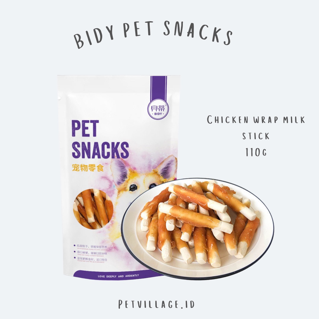 BIDY PET SNACKS CHICKEN WRAP MILK STICK 110GRAM