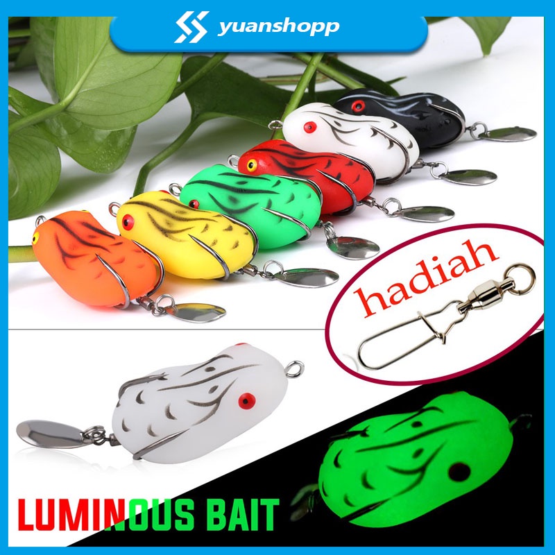 Umpan Pancing Bentuk Katak / Ular Lembut 4cm/7.2g Dengan Kail Ganda dan Aksen Sekuin Frog Bait umpan casting kodok pancing