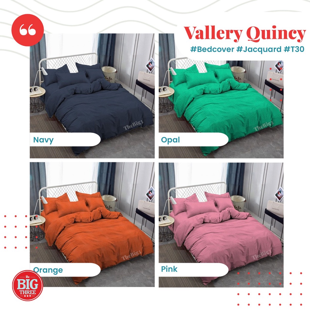 BEDCOVER + Sprei Polos 200x200 Tinggi 30 QUINCY VALLERY warna - Super King 200 - Internal - BC VAL