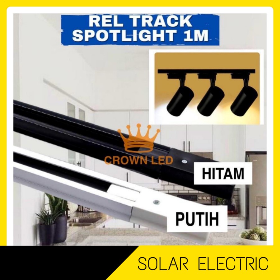 REL Lampu sorot spot track rell 1M kap 1 m meter trek LED PUTIH HITAM