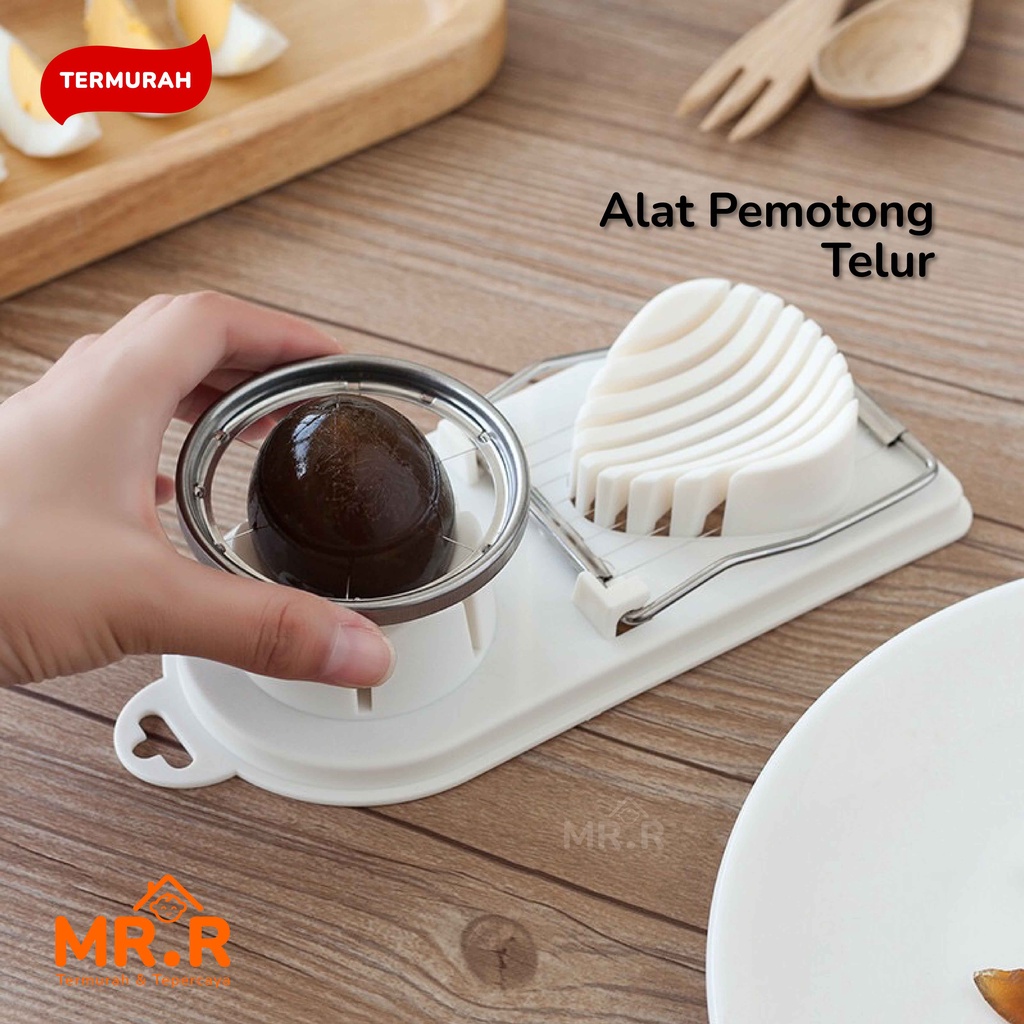 Alat Pemotong Telur Rebus Multifungsi 2 in 1 Pengiris Telor 2 in1 Bahan Plastik Egg Slicer &amp; Cutter