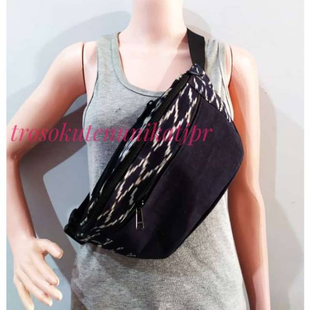 Tas Kain Tenun Troso Slempang,  Pinggang Waistbag Pria Modern Asli N 03