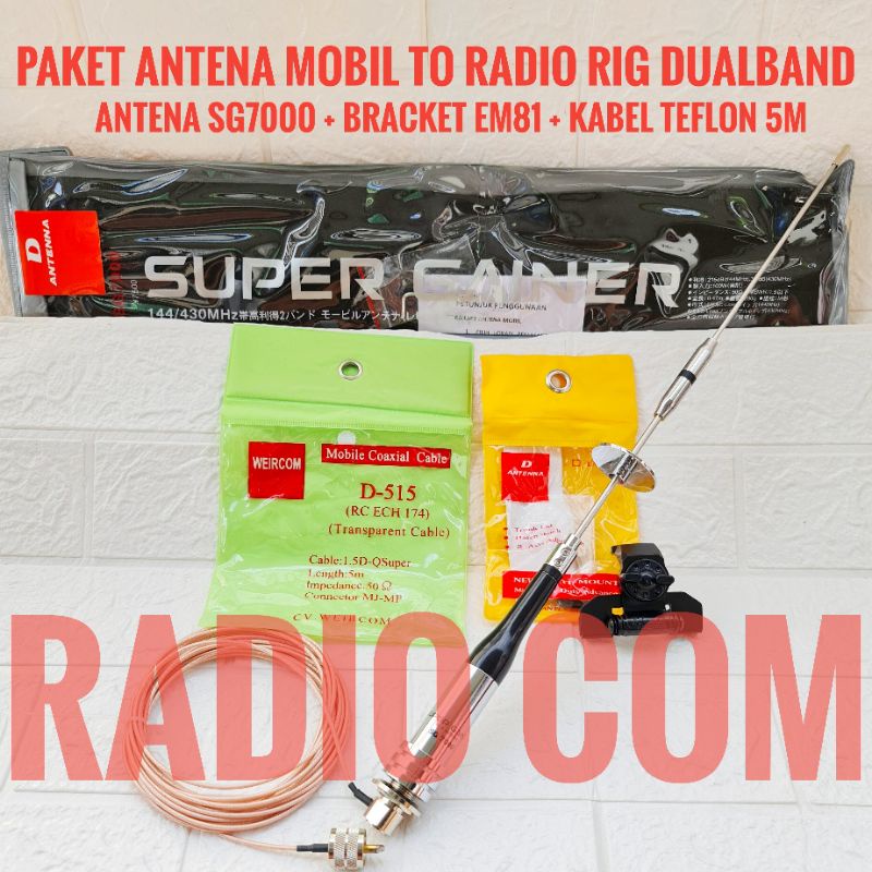 PAKET ANTENA MOBIL SUPER GAINER SG7000  ANTENA RIG MINI UV8900 ANTENNA RIGVMOBIL VHG UHH PLUS KABEL DAN BRACKET JEPIT / PAKET ANTENA RADIO RIG MOBIL DUALBAND SG7000  SUPERGAINER SG7000 PLUS KABEL BRACKET