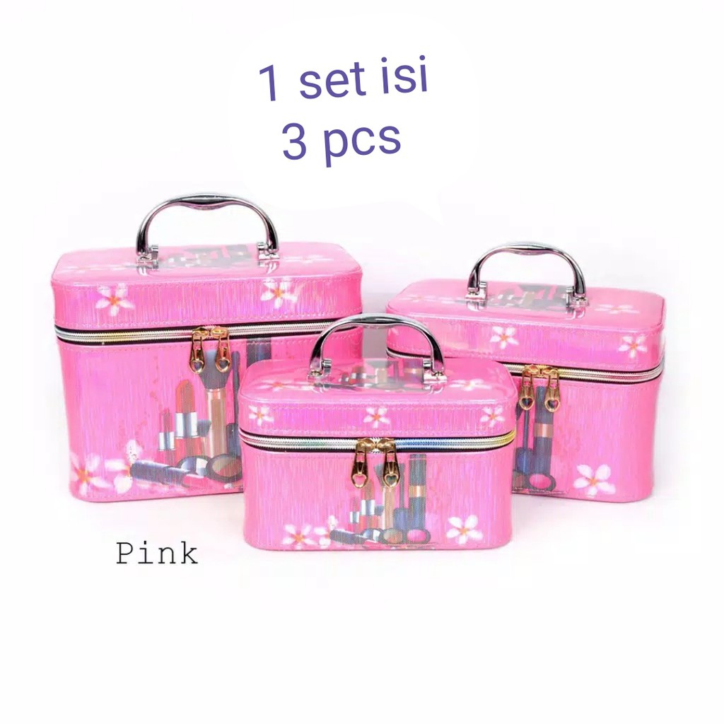 Beauty case tempat make up kosmetik portable terbaru 1 set 3 in 1