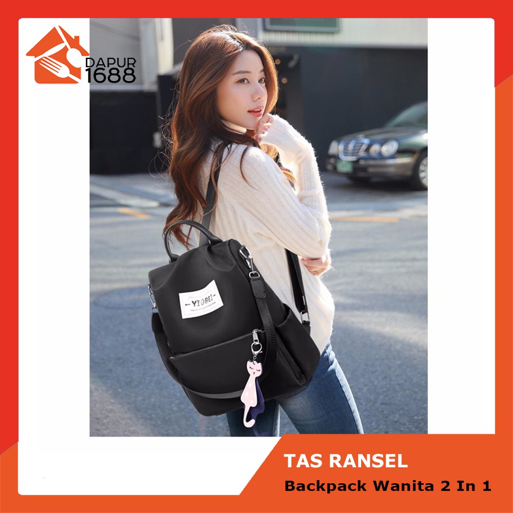 Tas Ransel Wanita Korean Fashion Bahan Oxford 2 in 1 Bisa Diselempang TANPA GANTUNGAN