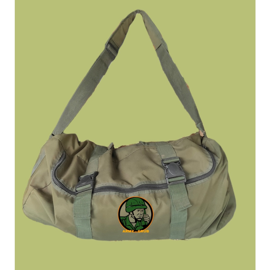 Tas Travel TNI l Tas Barang l Tas Guling Hijau TNI l Tas Pulsak TNI