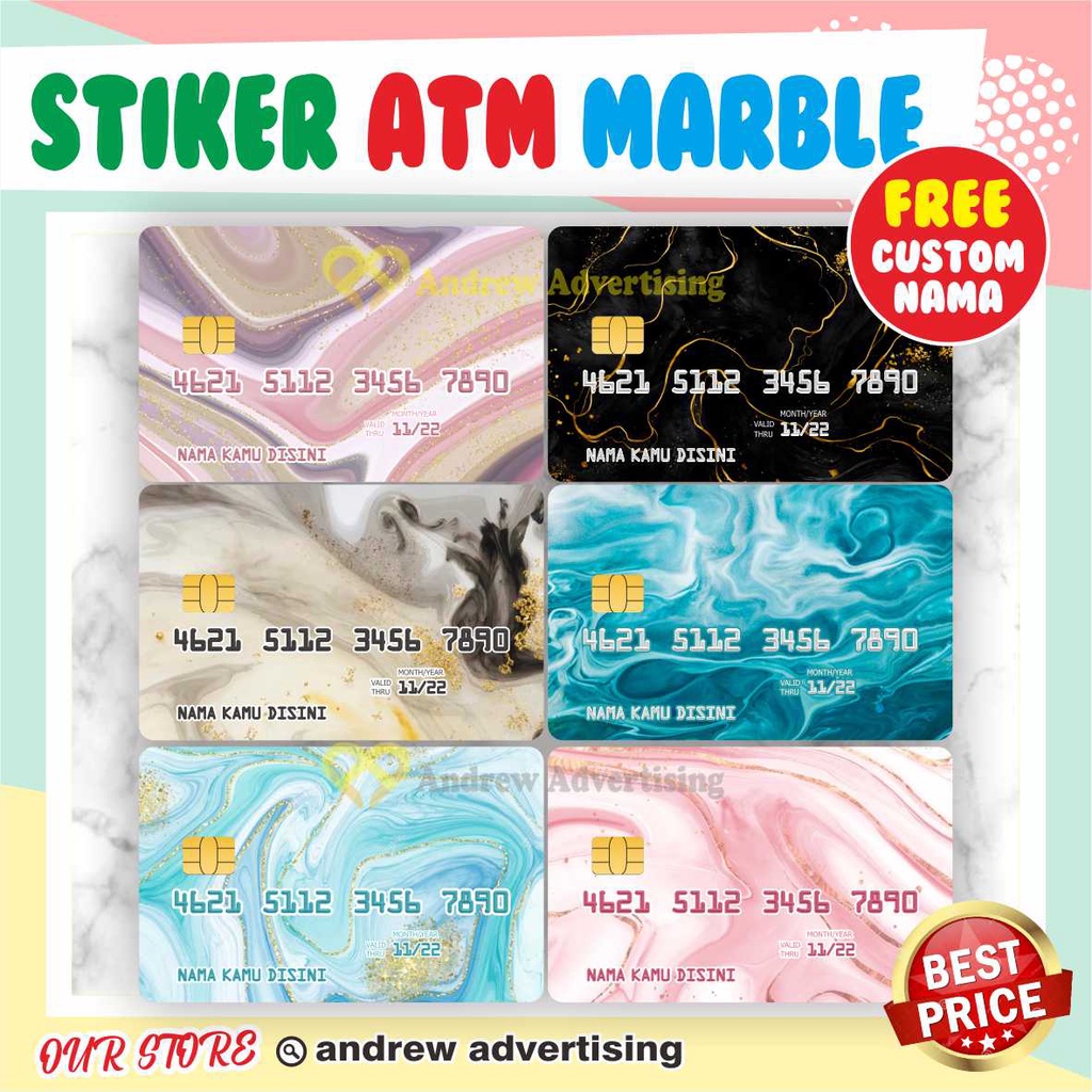 MARBLE CARD THEME | GARSKIN / STIKER KARTU ATM / SKIN KARTU ATM / DEBIT / CREDIT / EMONEY / FLAZZ