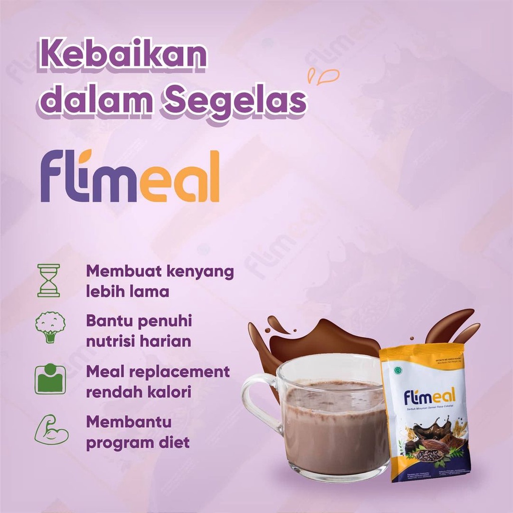 Flimeal by Flimty Meal Replacement Rasa Cokelat Coklat Susu Choco Milk isi  1 BOX 12 sachet 600 gram Pengganti Makan Cocok untuk Program Diet