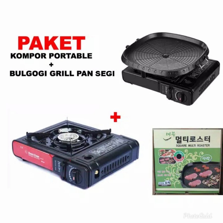 Happy Home Paket Kompor Portable bbq bulgogi grill pan segi 32 cm