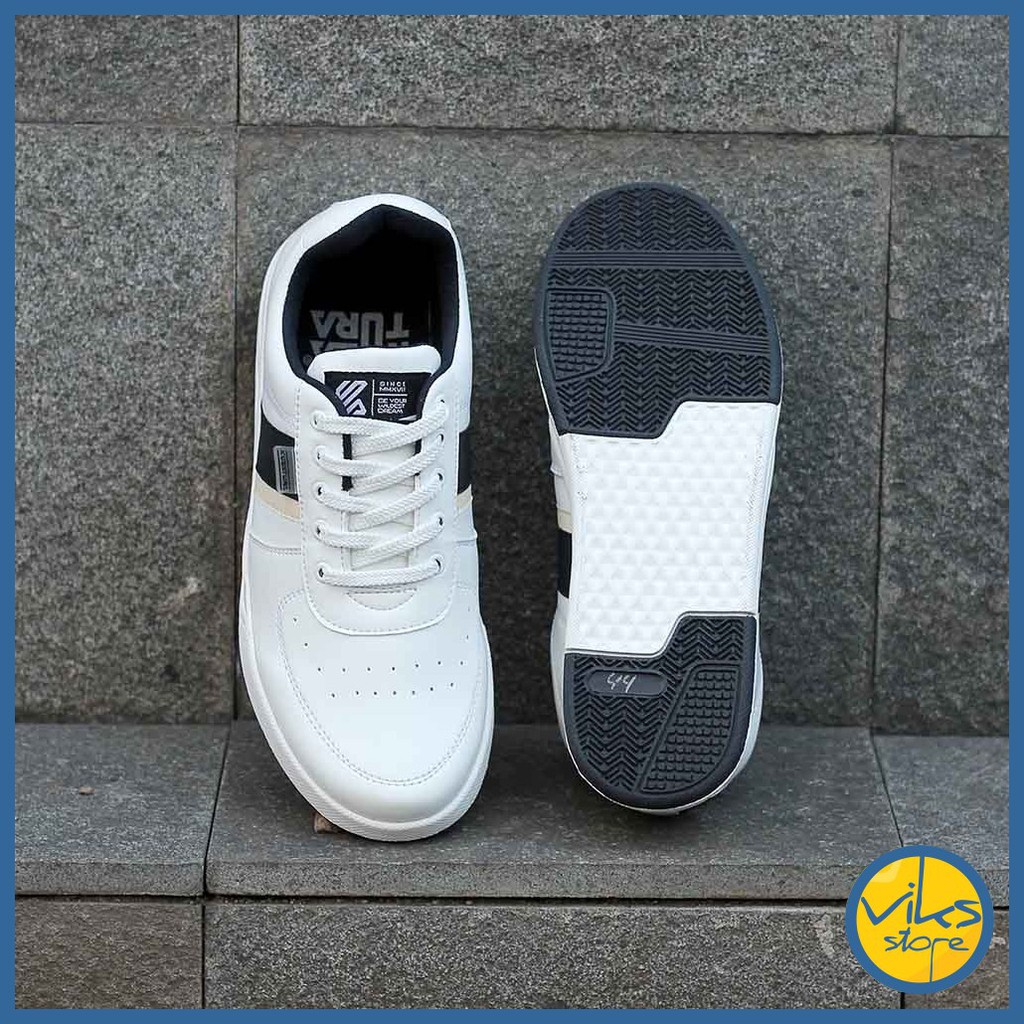 Sepatu Sneakers Putih Pria Cowok Tali Casual Distro Kuzatura Original Suede Lokal Premium Elegan Sepatu Santai