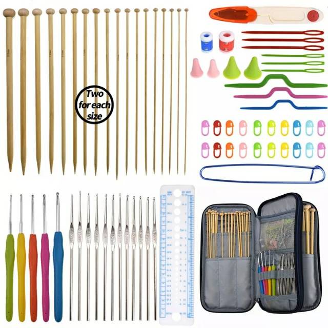 Paket hakpen + knitting neelde lengkap 95pcs/set lengkap sama dompet