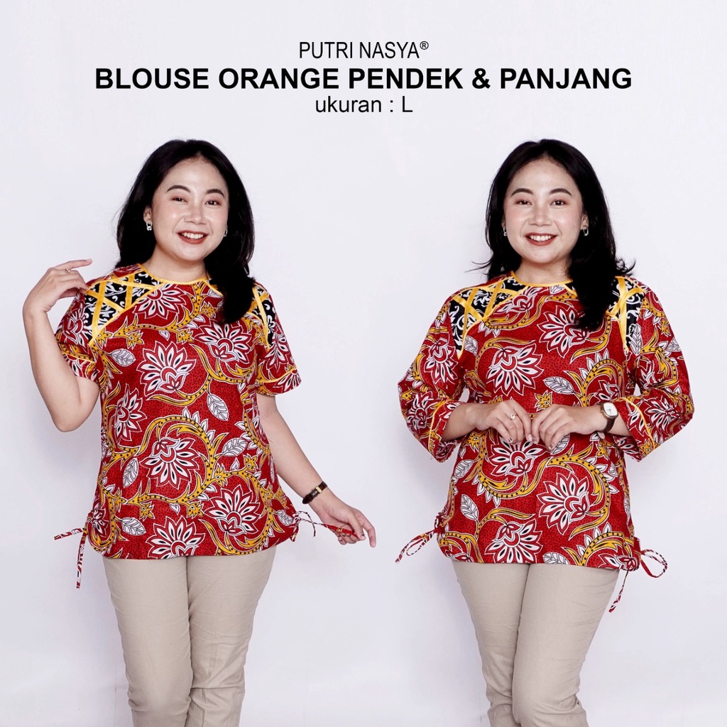 Blouse Big Size Wanita Atasan Batik Jumbo LD 140 Pakaian Atasan Model Blus Pendek Jumbo Seragam Kerja Batik / Blus Kantor Formal S-M-L-XL-2L-3L-4L-5L-6L-7L / Pakaian Batik Kekinian Kantor Bahan Wanita Model Terbaru
