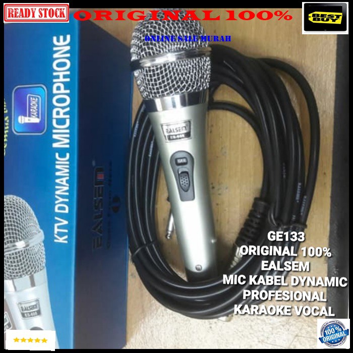 G133 Ealsem original 100% mic kabel dynamic Microphone cable karaoke mik vocal vokal profesional pro mikrophone musik music audio sistem sound system panggung dj studio  Tidak pakai baterai langsung colok aja  BISA DIGUNAKAN KE SEGALA ALAT AUDIO  Bahan AB