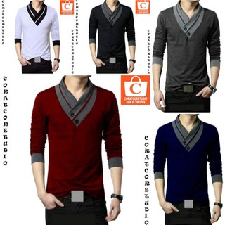 CORATCORETUDIO Kaos Sweater Korea Pria Cowok Laki Lengan ...