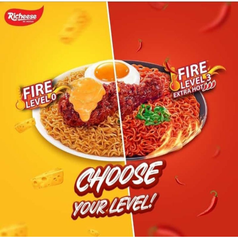 

Mie richeese nabati keju level 5 extra hot fire