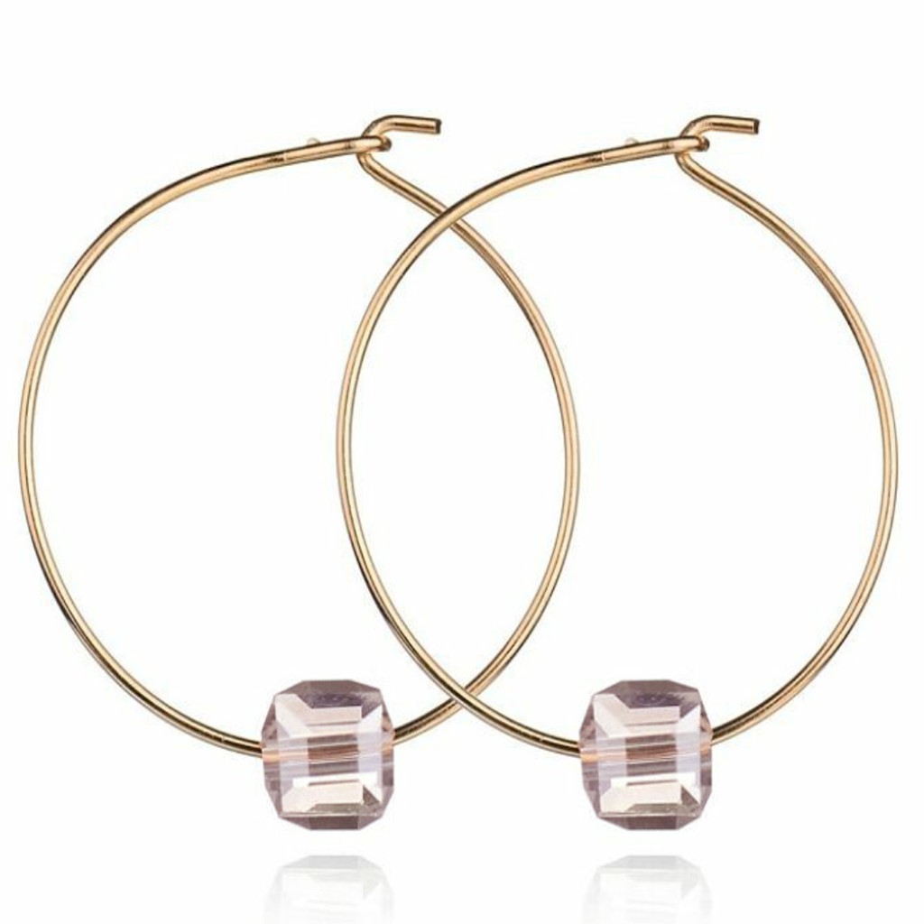 ANTING HOOPS WANITA KEKINIAN ALA KOREA KOMBINASI KRISTAL MISS  60