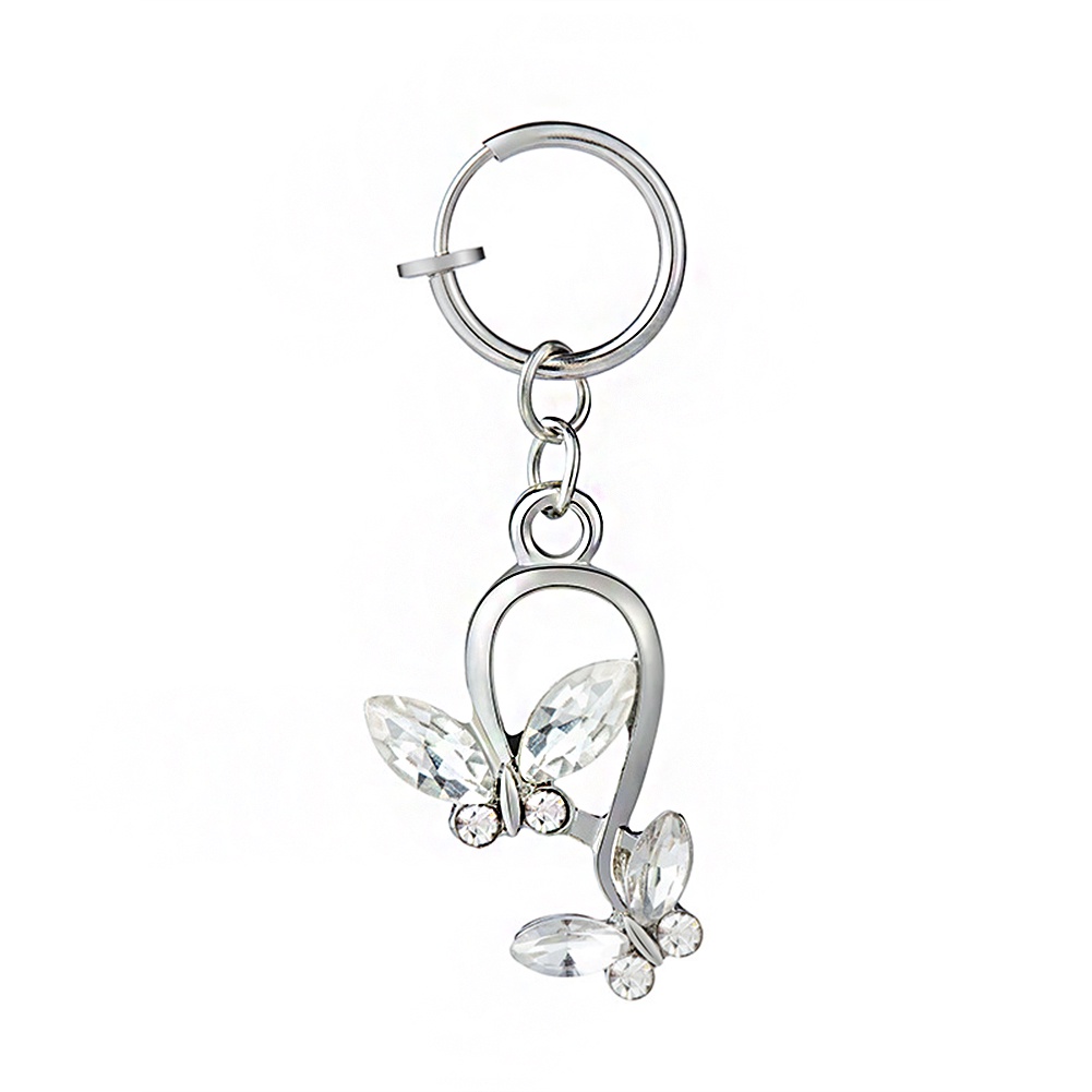 Butterfly 1Pc Cincin Tindik Pusar Desain Kupu-Kupu Hias Kristal Untuk Wanita