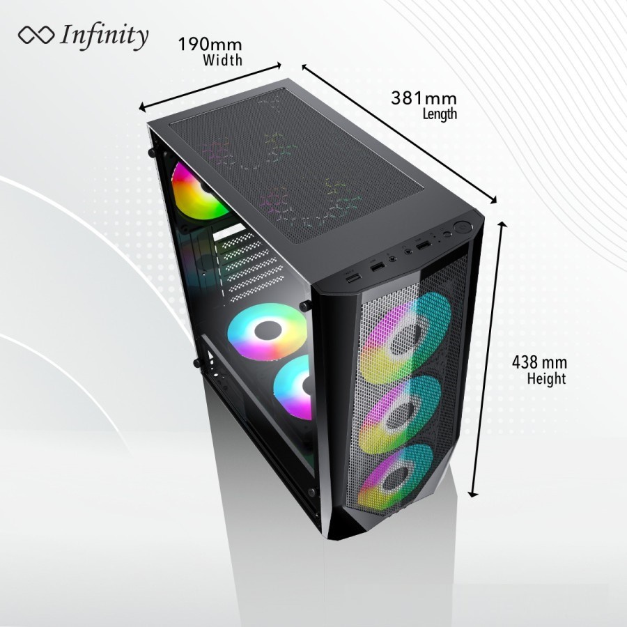 Gaming Case INFINITY SPYDER V2 + 3 Fan Rainbow | PC Casing ATX